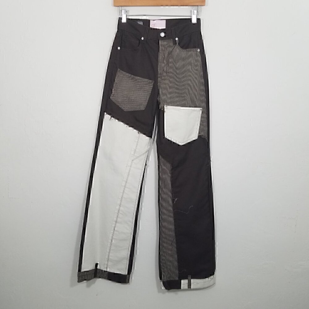 REVOLVE Jacket and Jeans Set Matchmaker Coffee Shop Patchwork Size 23 - Picture 4 of 13